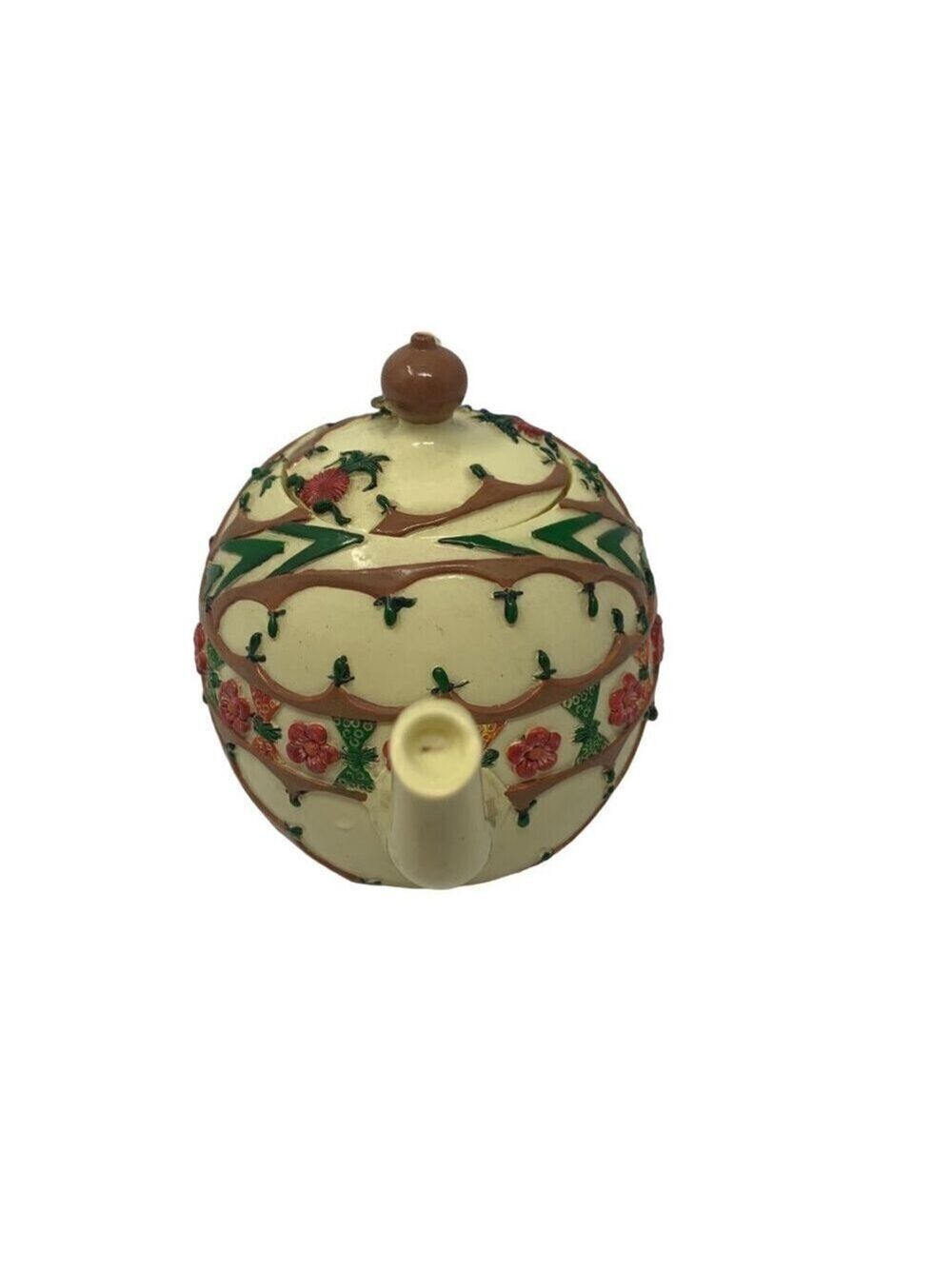 Vintage Nini Japan Hand Painted Teapot Trinket Box Floral Staffordshire Style - Picture 3 of 11